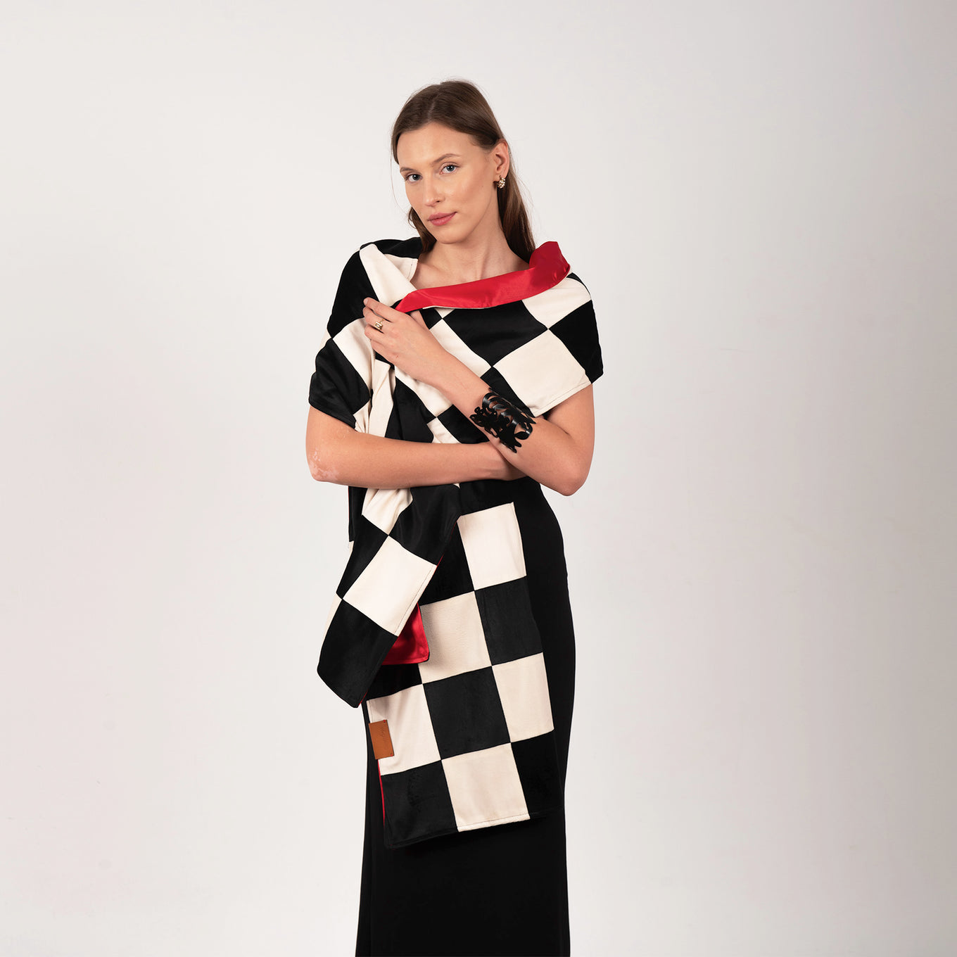 Checkered Velvet Scarf