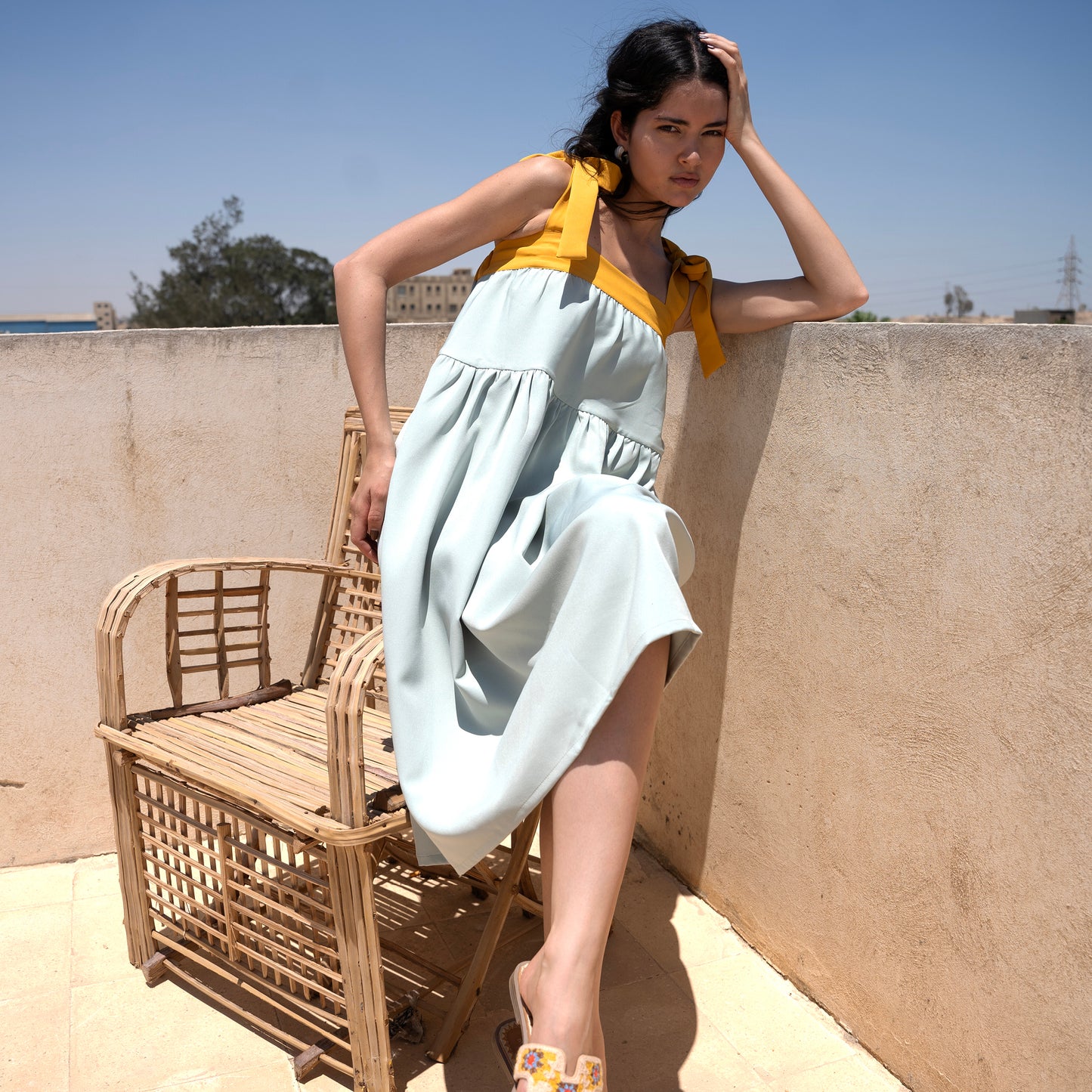 Willow Dress, Mint with Mustard - LABOGA
