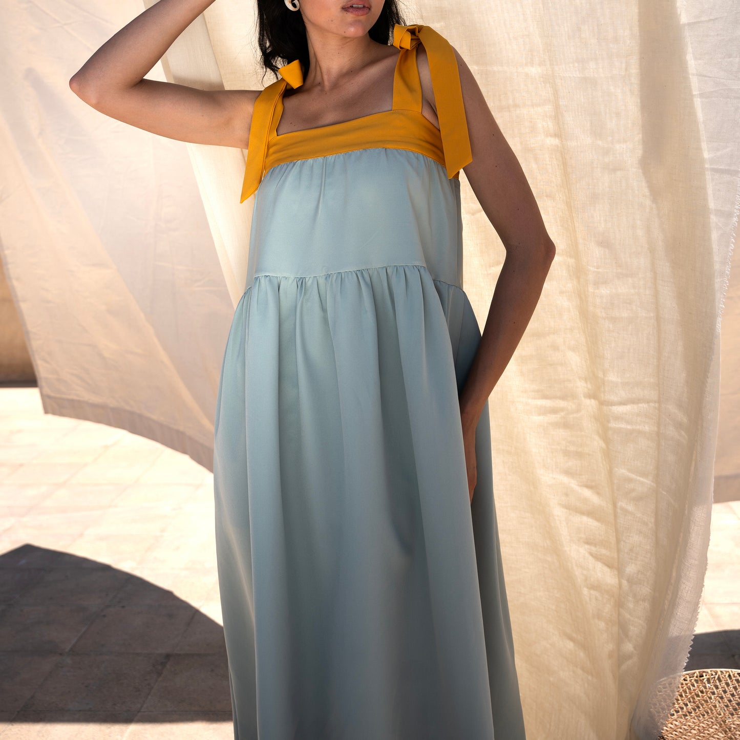 Willow Dress, Mint with Mustard - LABOGA
