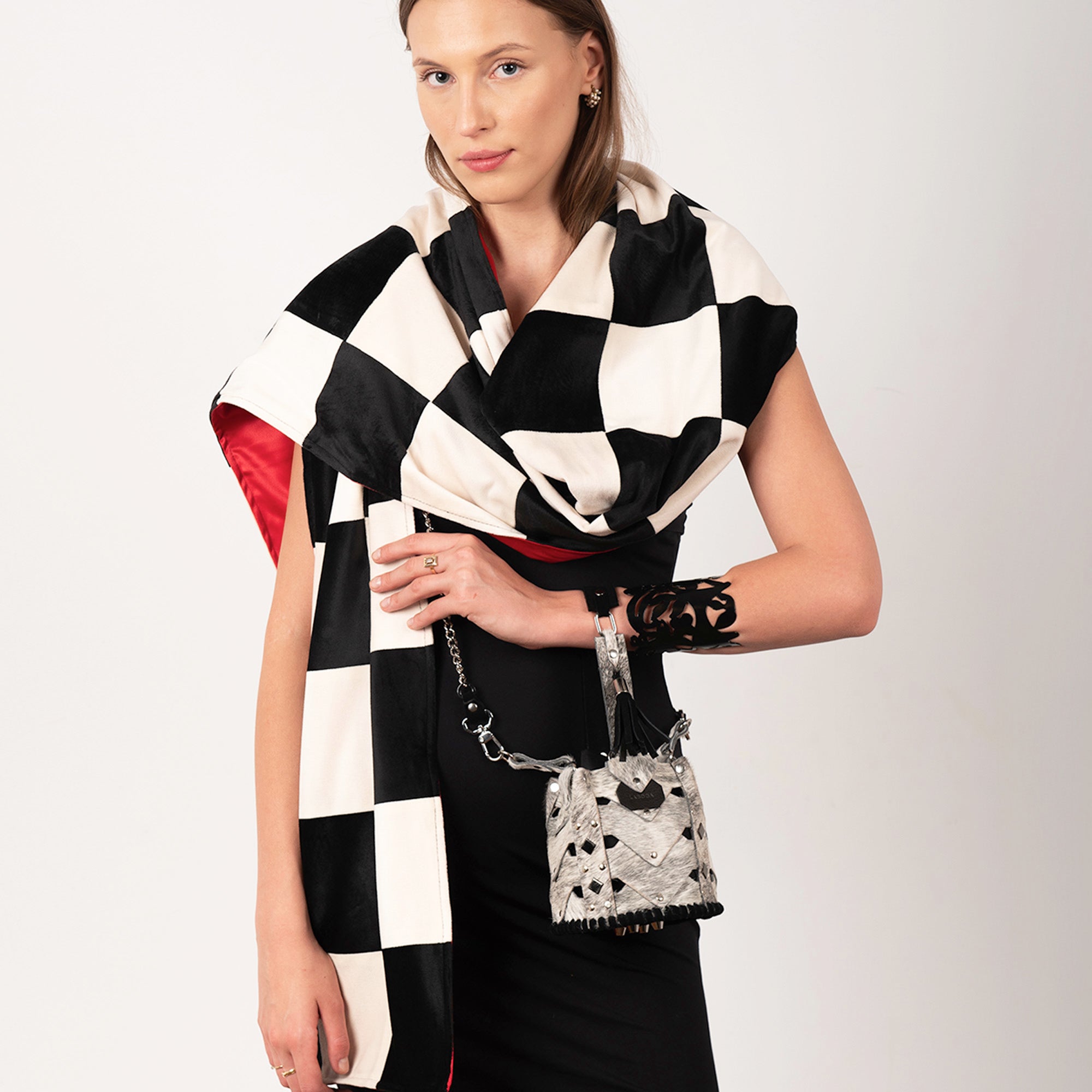 Checkered Velvet Scarf