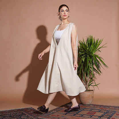 Audrey Dress - Beige Linen