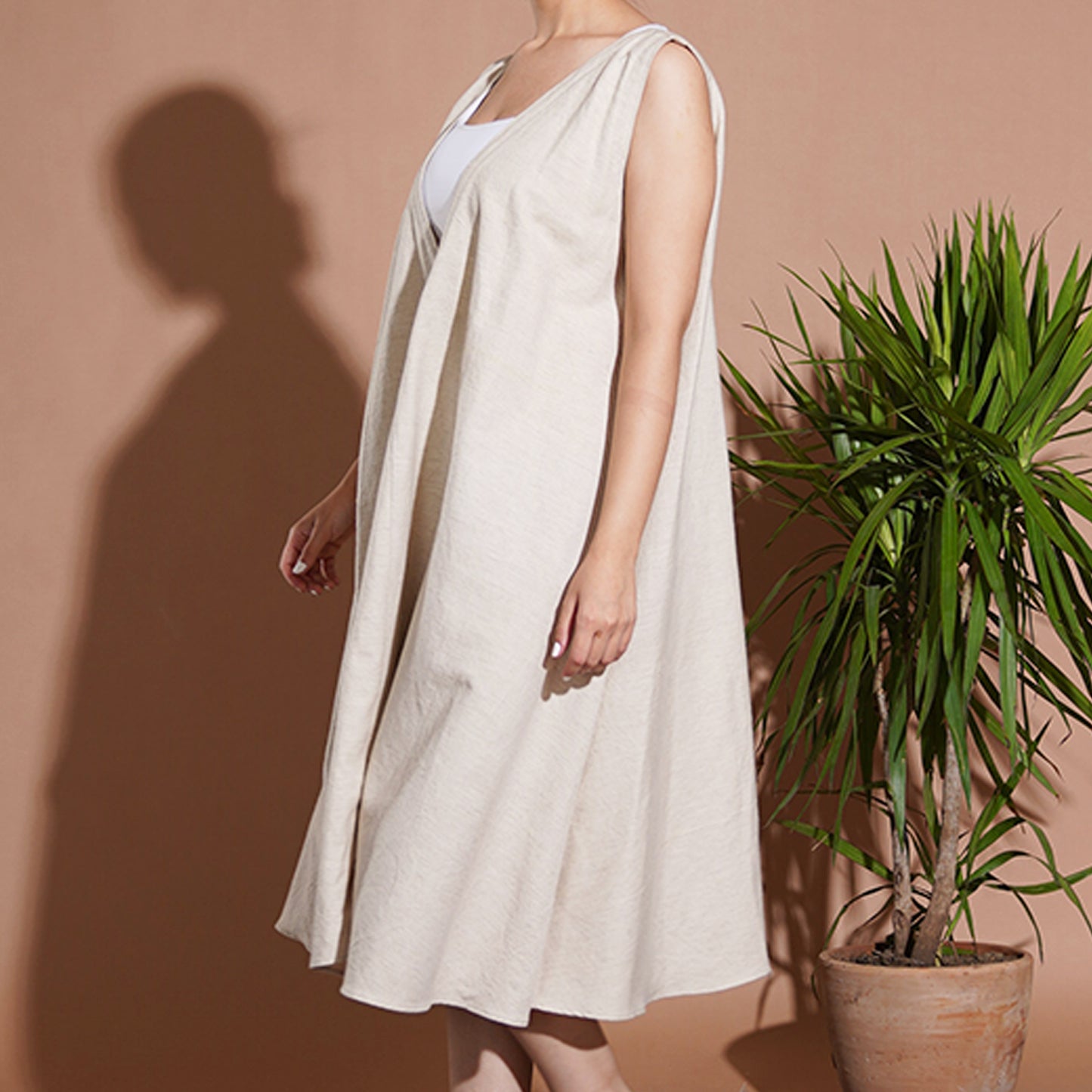 Audrey Dress - Beige Linen