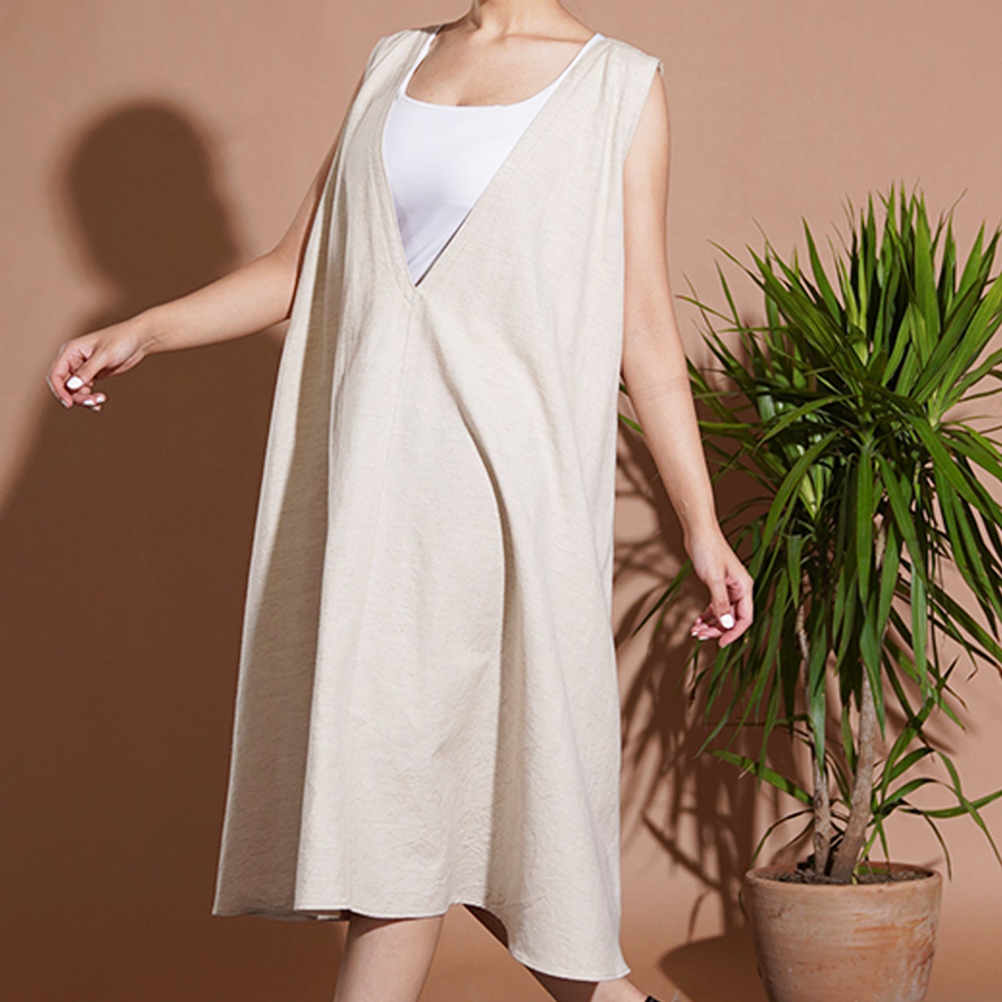 Audrey Dress - Beige Linen