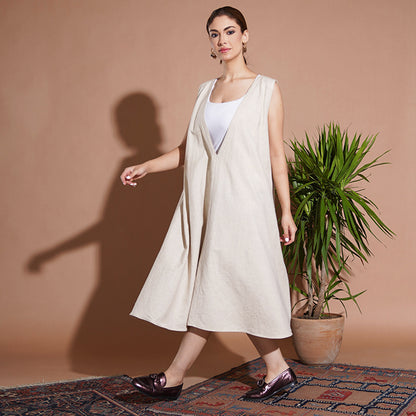 Audrey Dress - Beige Linen