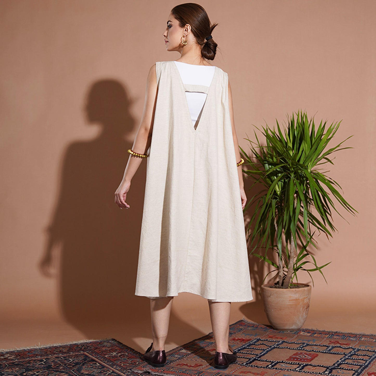 Audrey Dress - Beige Linen