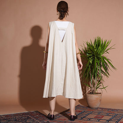 Audrey Dress - Beige Linen