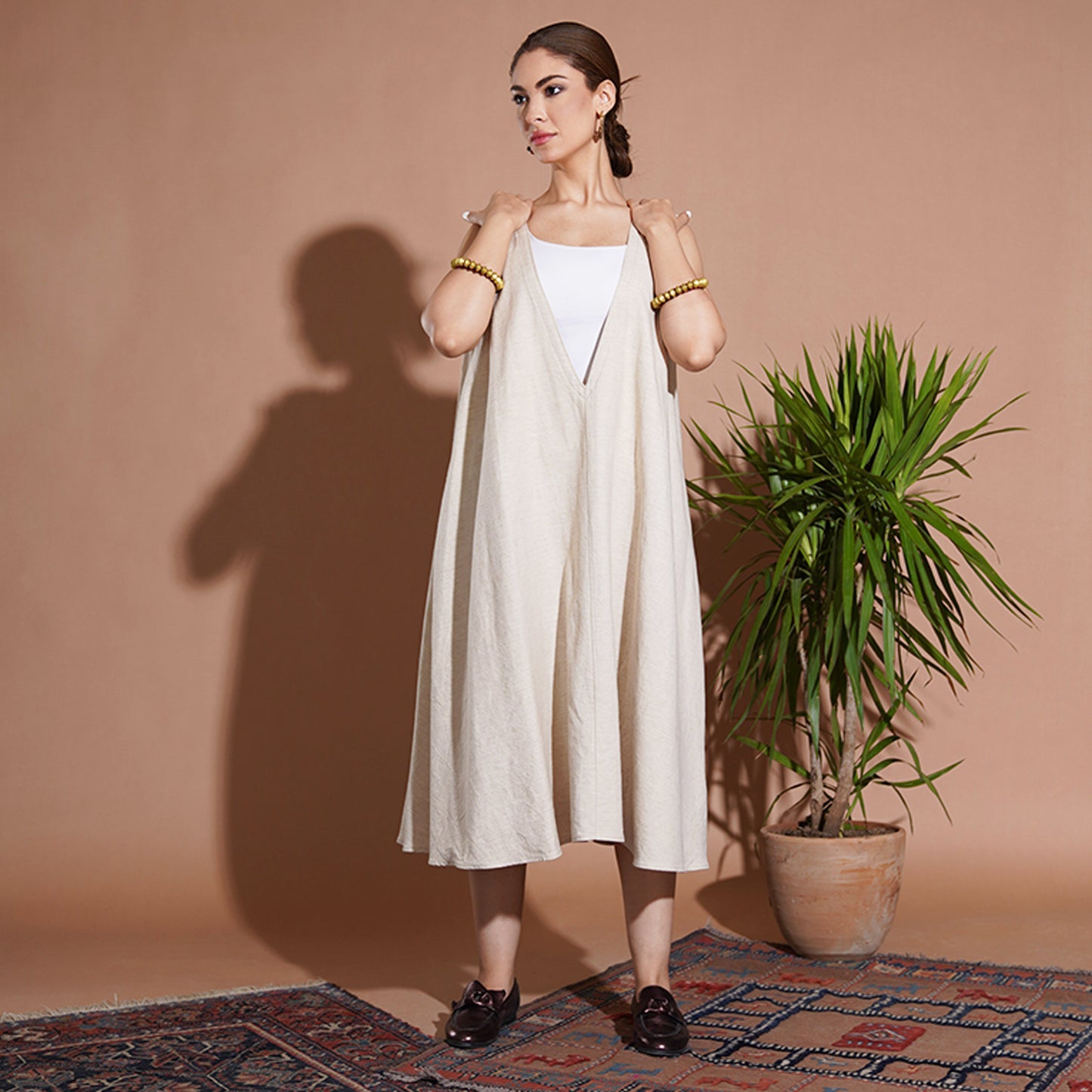 Audrey Dress - Beige Linen