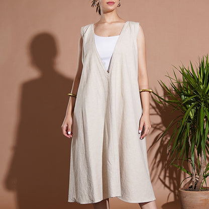 Audrey Dress - Beige Linen