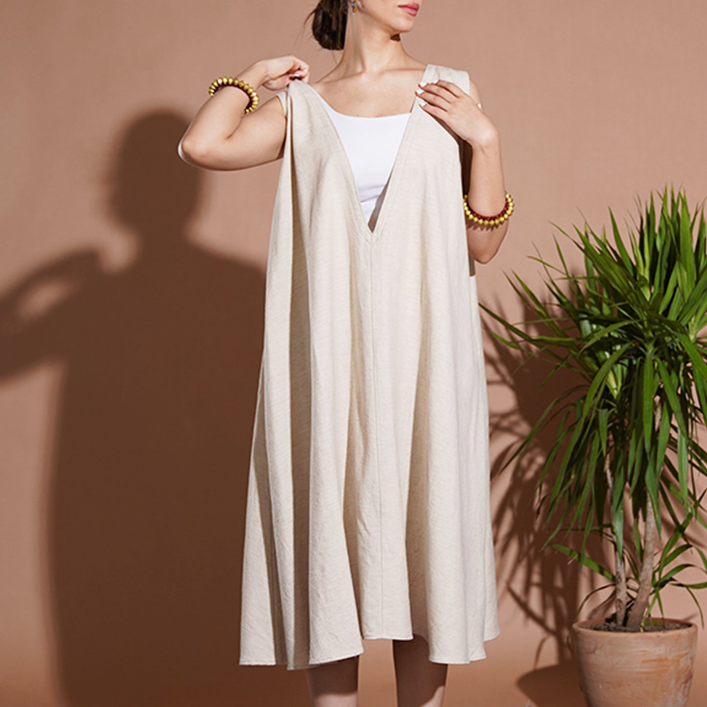 Audrey Dress - Beige Linen