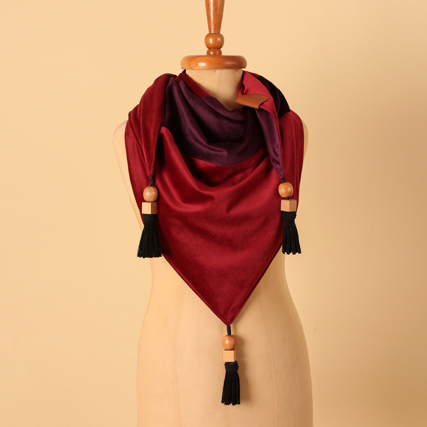 Velvet Shawl, Burgundy