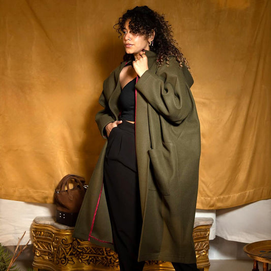 Wool Coat - Olive - LABOGA