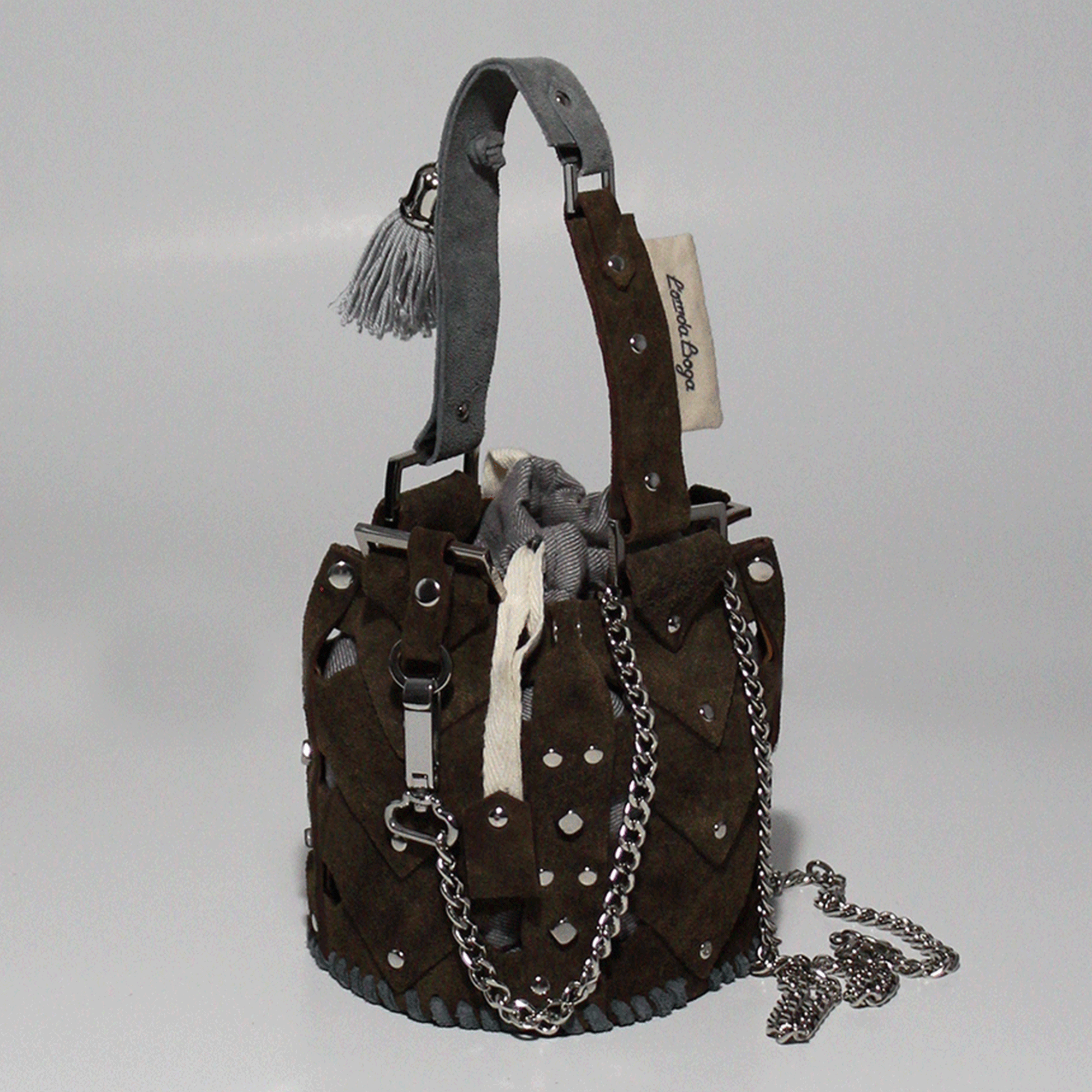 Vertebrae Bucket mini brown on navy