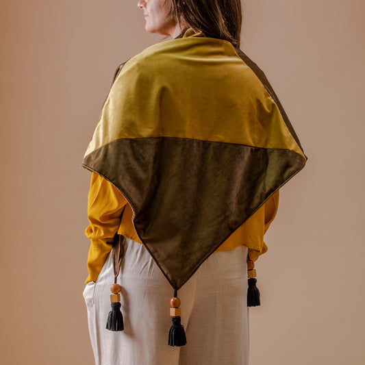 Velvet Shawl, Olive Gold